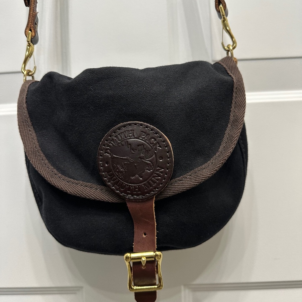 Vintage DULUTH PACK Small Shell Crossbody Bag Black Canvas Leather Purse